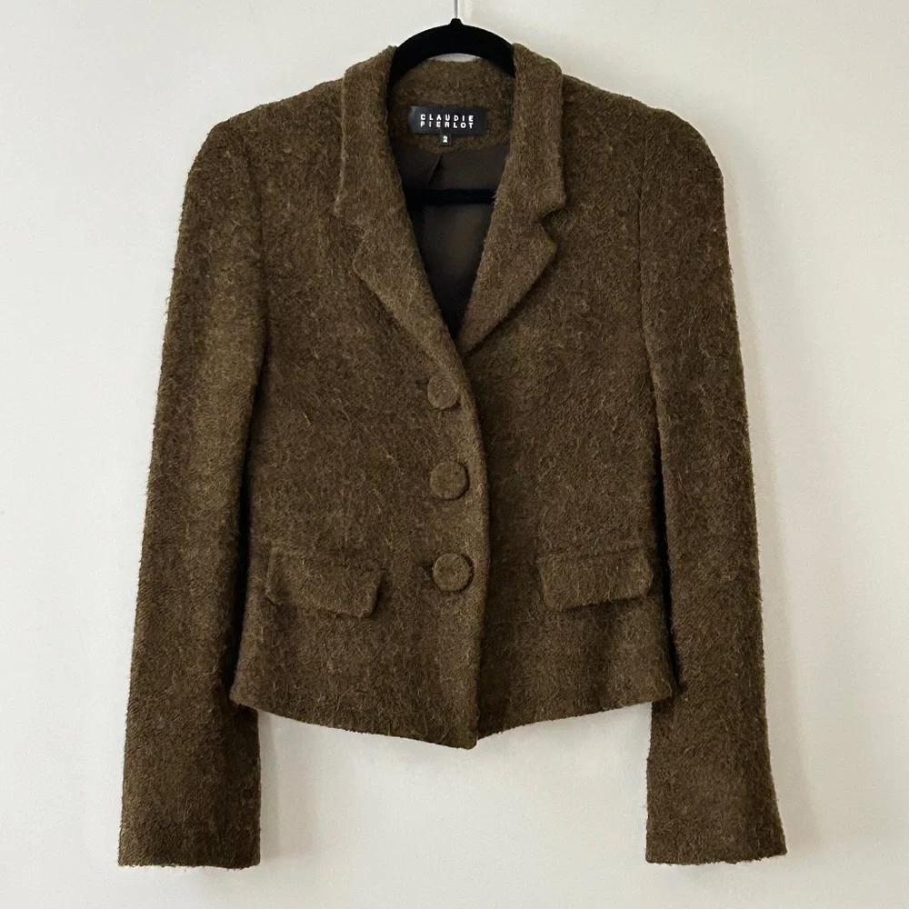 Claudie Pierlot Olive Green Mohair Jacket